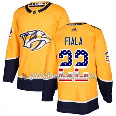 Nashville Predators Hockeydrakt Kevin Fiala 22 2017-2018 USA Flag Fashion Golden Adidas Authentic - Herre
